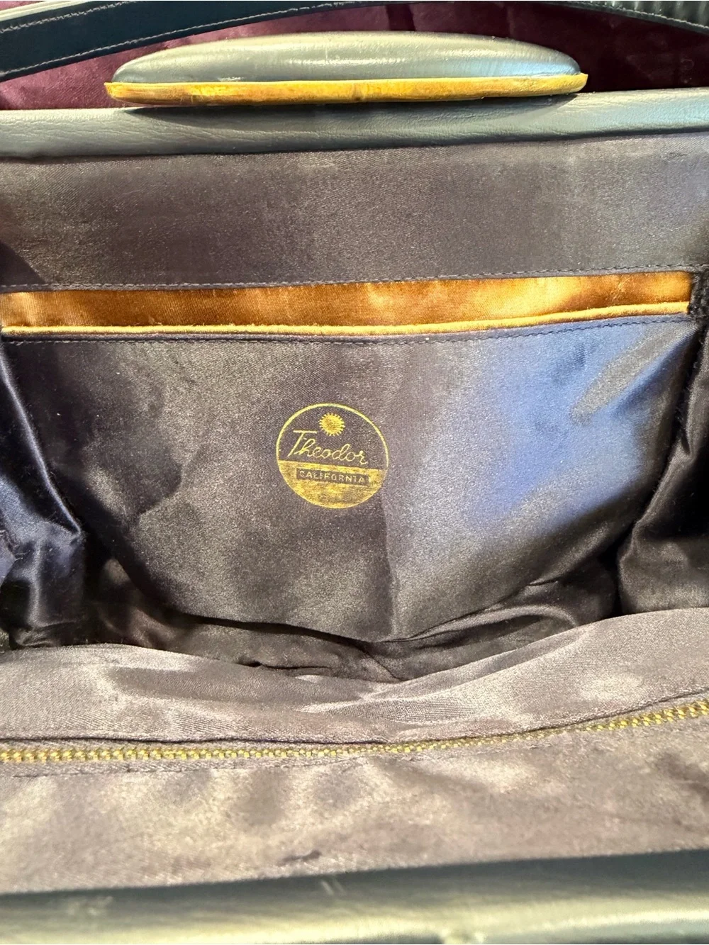 Vintage Structured Classic Navy Blue Top-Handle Satchel